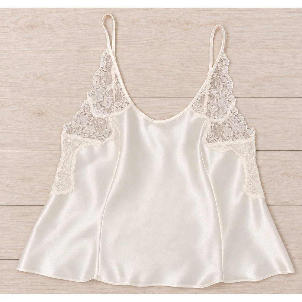 Victoria's Secret Camisole White Satin Lace Trim Y2K Lingerie Coquette Cami Med